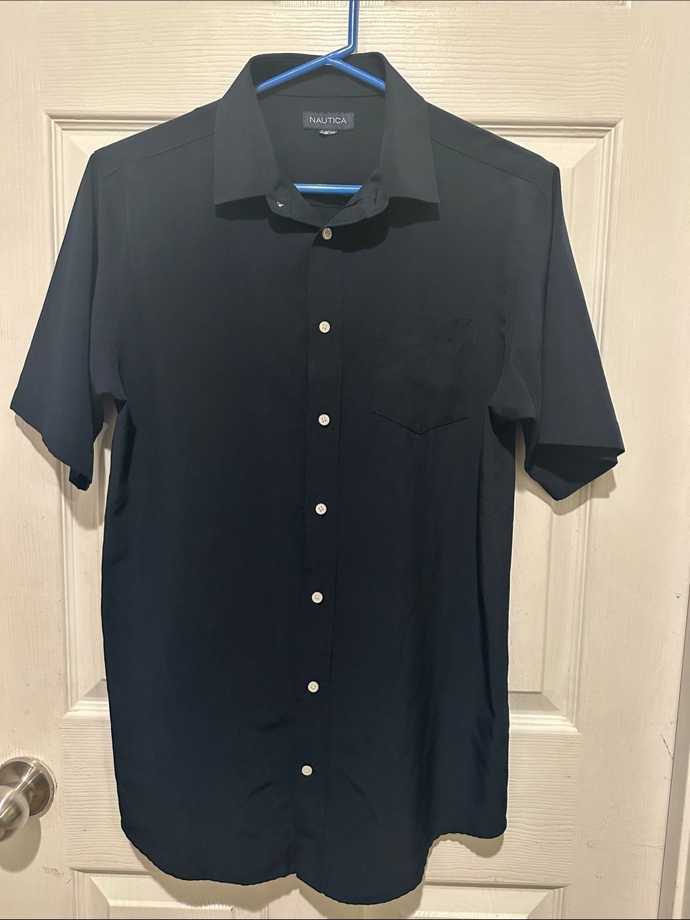 Nautica Men's Black Short-Sleeve Button-Down Shirt